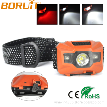 Boruit Hot Sale Mini Adjustable USB Rechargeable LED Headlamp